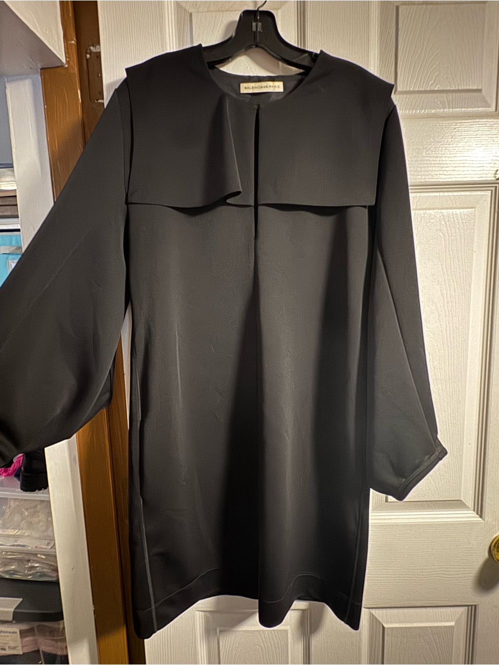 Balenciaga Black Long Sleeve Dress with Sailor-Inspired Yoke
